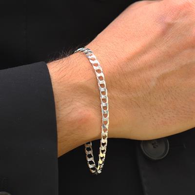 Kare Gurmet Modeli 5mm Gümüş Erkek Bileklik