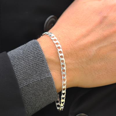 Kare Gurmet Modeli 5mm Gümüş Erkek Bileklik