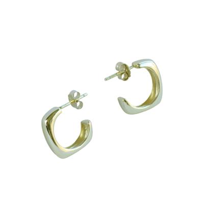 Kare Oval Gold Kaplama Gümüş Küpe