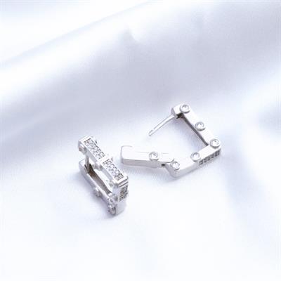 Kare Trend Zirkon Taşlı Gümüş Küpe