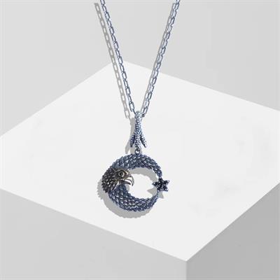 Kartal Ay Yıldız Trend Zincirli Gümüş Erkek Kolye