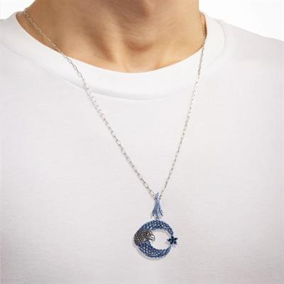 Kartal Ay Yıldız Trend Zincirli Gümüş Erkek Kolye