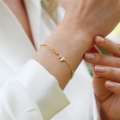 Kelebek Sedef Taşlı Gümüş Bileklik