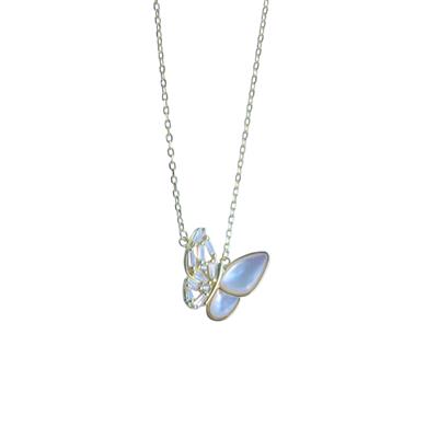 Kelebek Sedefli Gold Gümüş Kolye