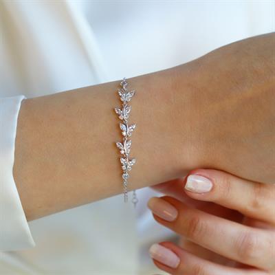 Kelebek Zirkon Taşlı Gümüş Bileklik