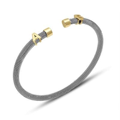 Kişiye Özel Harfli Gümüş-Gold Erkek Bilekliği