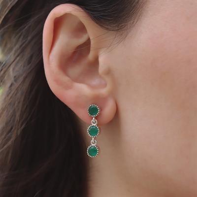 Kök Zümrüt Taşlı Otantik Gümüş Küpe