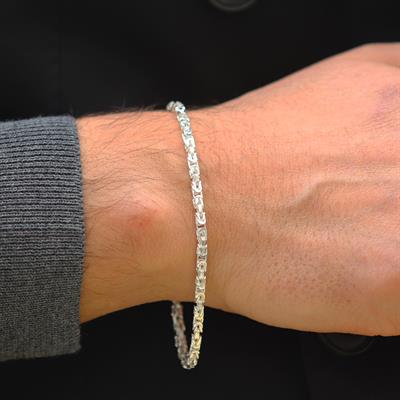 Kral Modeli 3mm Gümüş Erkek Bileklik