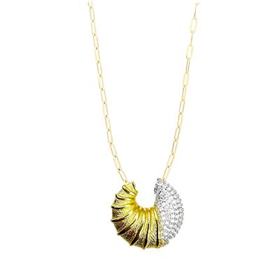 Kruvasan Gold Zirkon Taşlı Gümüş Kolye
