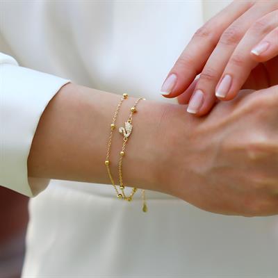 Kuğu Çift Zincirli Trend Gümüş Bileklik