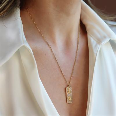 Kutup Yıldızı Gold Asansörlü Gümüş Kolye