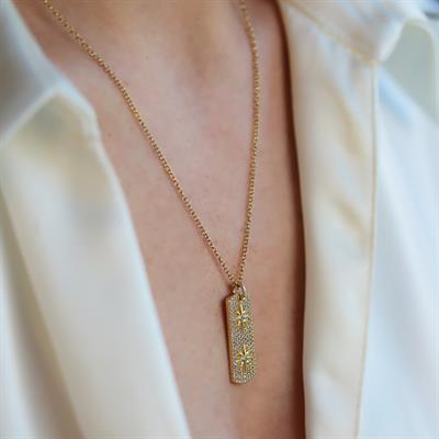 Kutup Yıldızı Gold Asansörlü Gümüş Kolye