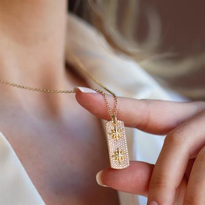 Kutup Yıldızı Gold Asansörlü Gümüş Kolye