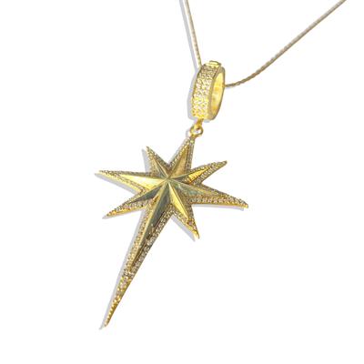 Kutup Yıldızı Kilit Charm Gold Gümüş Kolye