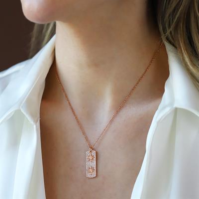 Kutup Yıldızı Rose Gold Asansörlü Gümüş Kolye