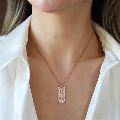 Kutup Yıldızı Rose Gold Asansörlü Gümüş Kolye