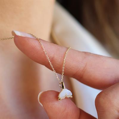 Kuyruklu Sedef Gold Gümüş Kolye