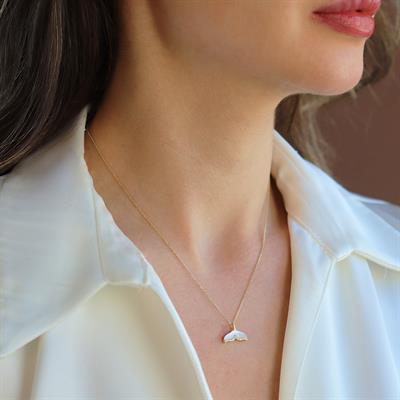 Kuyruklu Sedef Gold Gümüş Kolye