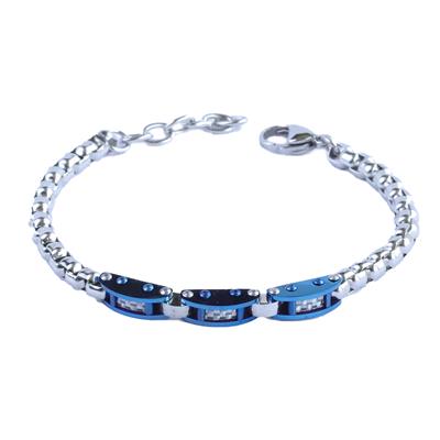 Lacivert Çift Renkli Çelik Erkek Bileklik