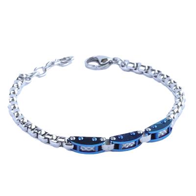 Lacivert Çift Renkli Çelik Erkek Bileklik