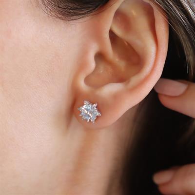 Lotus Çiçeği Gümüş Küpe