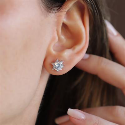 Lotus Çiçeği Gümüş Küpe