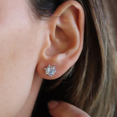 Lotus Çiçeği Gümüş Küpe