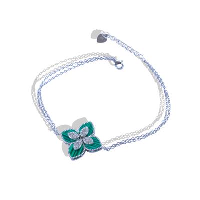 Malahit Taşlı Alhmbra Gümüş Bileklik