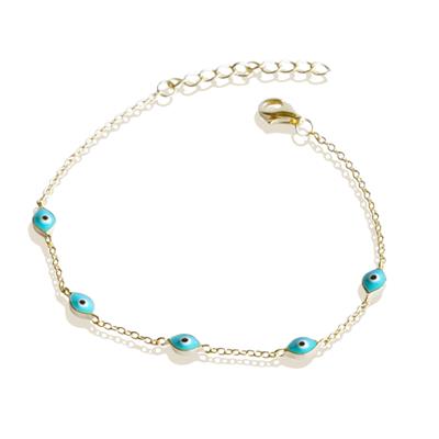 Mavi Mineli Göz Modeli Gold Gümüş Bileklik