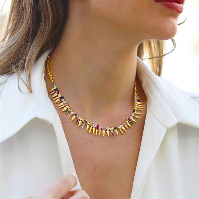 Mekik Konfeti Gold Kaplama Gümüş Kolye