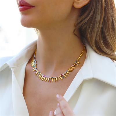 Mekik Konfeti Gold Kaplama Gümüş Kolye