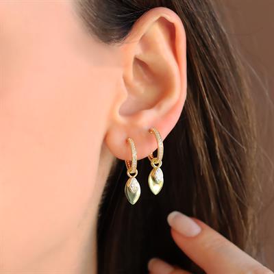 Mekik Taşlı Gold Gümüş Küpe