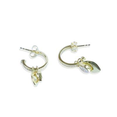 Mekik Taşlı Gold Gümüş Küpe