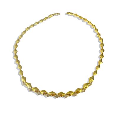 Mekik Taşlı Gold Trend Gümüş Kolye