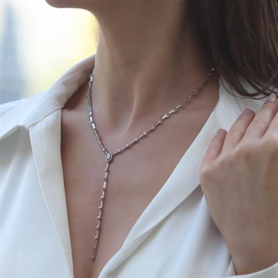 Mekik Zirkon Taşlı Gümüş Y Kolye