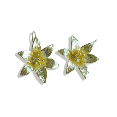 Menekşe Çiçeği Gold Gümüş Küpe