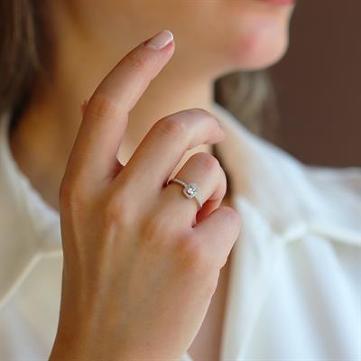 Mini Baget Taşlı Gümüş Yüzük