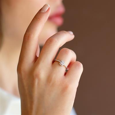 Mini Baget Taşlı Gümüş Yüzük