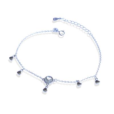 Mini Kalpli Taşlı Gümüş Bileklik