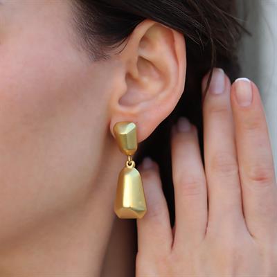 Mozaik Gold Bombeli Gümüş Küpe