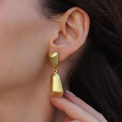 Mozaik Gold Bombeli Gümüş Küpe