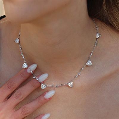 Mozanit Taşlı Kalp Gümüş Kolye