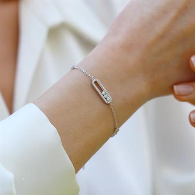 Msska Modeli Taşlı Gümüş Bileklik