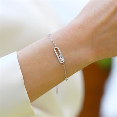 Msska Modeli Taşlı Gümüş Bileklik