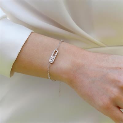 Msska Modeli Taşlı Gümüş Bileklik