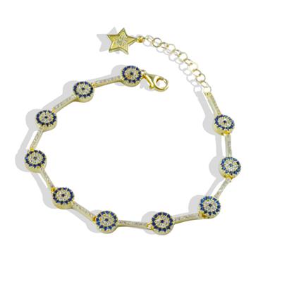 Nazar Boncuklu Gold Gümüş Bileklik