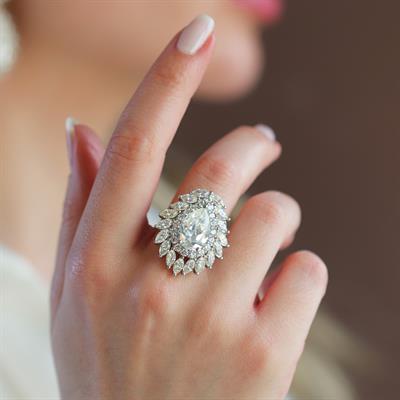 Okyanusun Kalbi Damla Sky Diamond Gümüş Yüzük