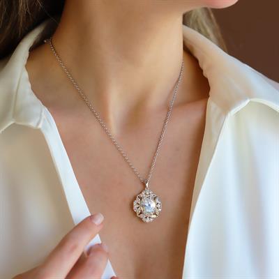 Okyanusun Kalbi Prenses Sky Diamond Gümüş Kolye