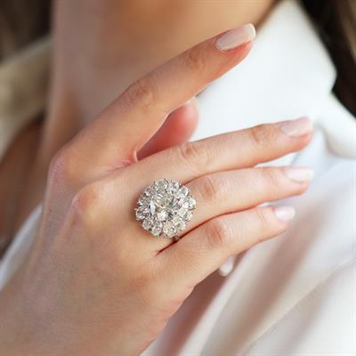 Okyanusun Kalbi Sky Diamond Gümüş Yüzük