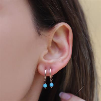 Opal Taşlı Rose Gold Halka Gümüş Küpe